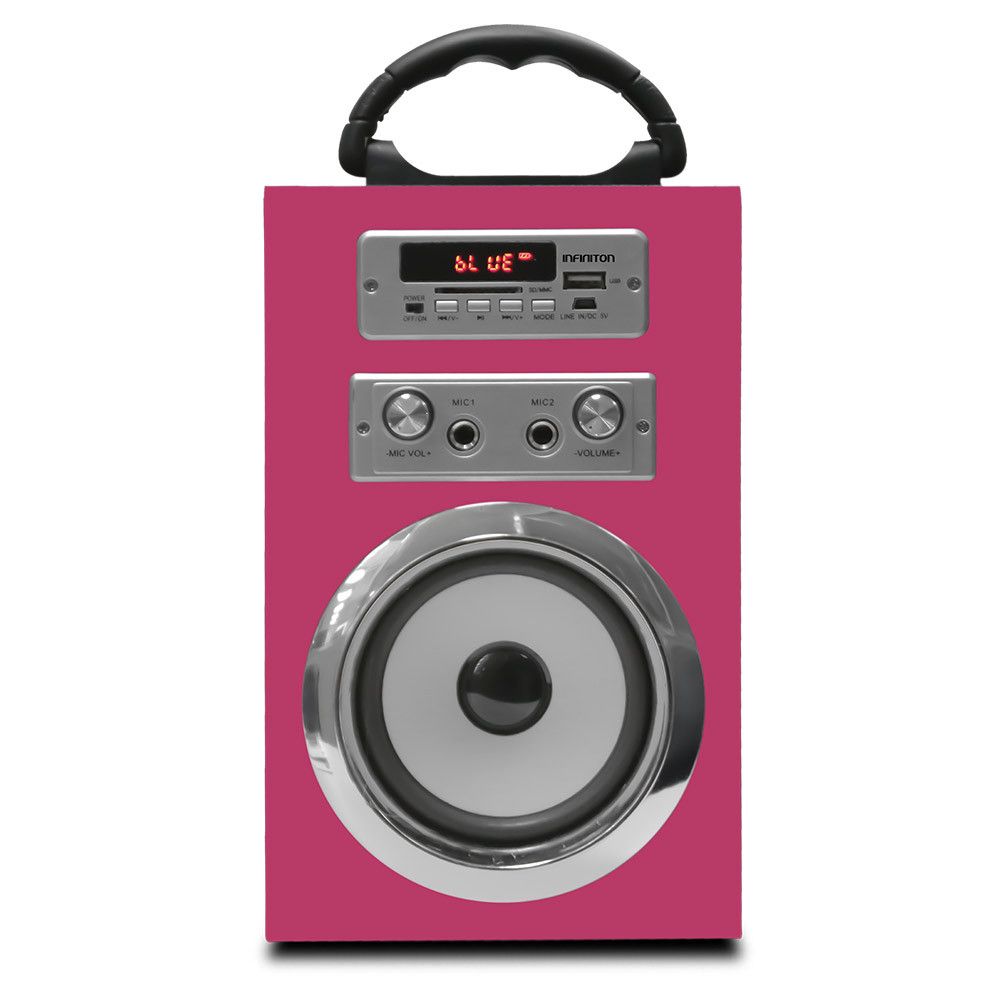 Altavoz Karaoke INFINITON K8 - Rosa, Bluetooth, USB, SD, Radio FM